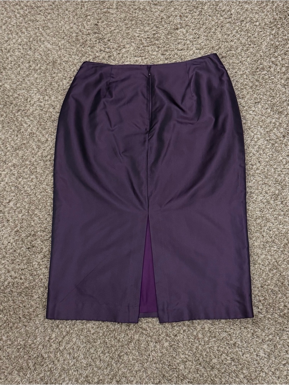 Vintage Ann Taylor metallic purple 100% silk skirt - Picture 3 of 6
